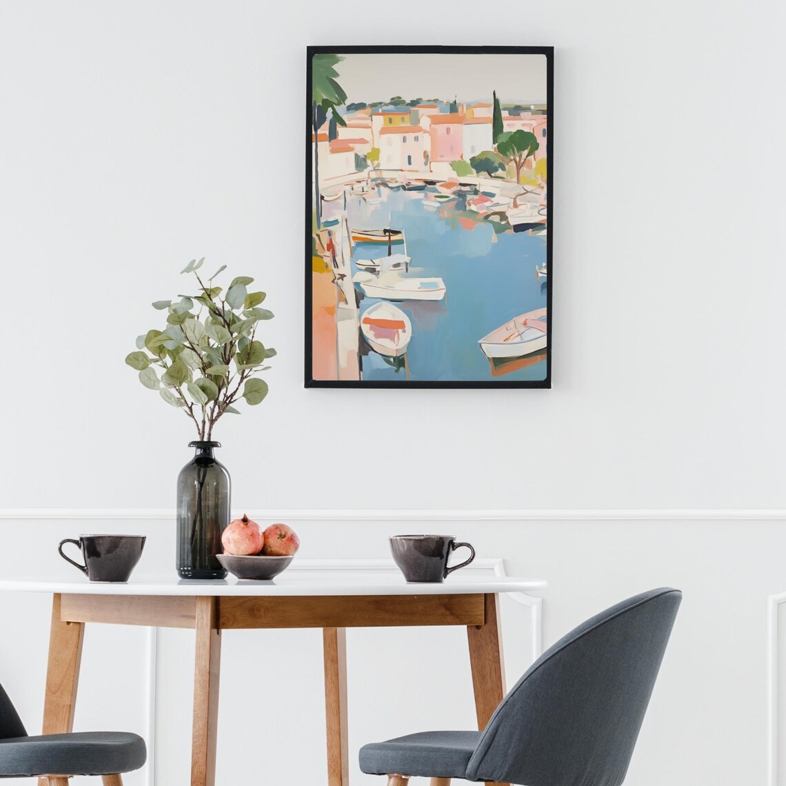 St Tropez French Riviera Harbor Boats Watercolor Travel Poster - Image 3