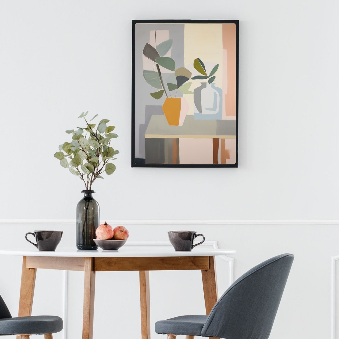 Minimalist Abstract Foliage in Orange Vase on Gray Modern Poster - Image 3