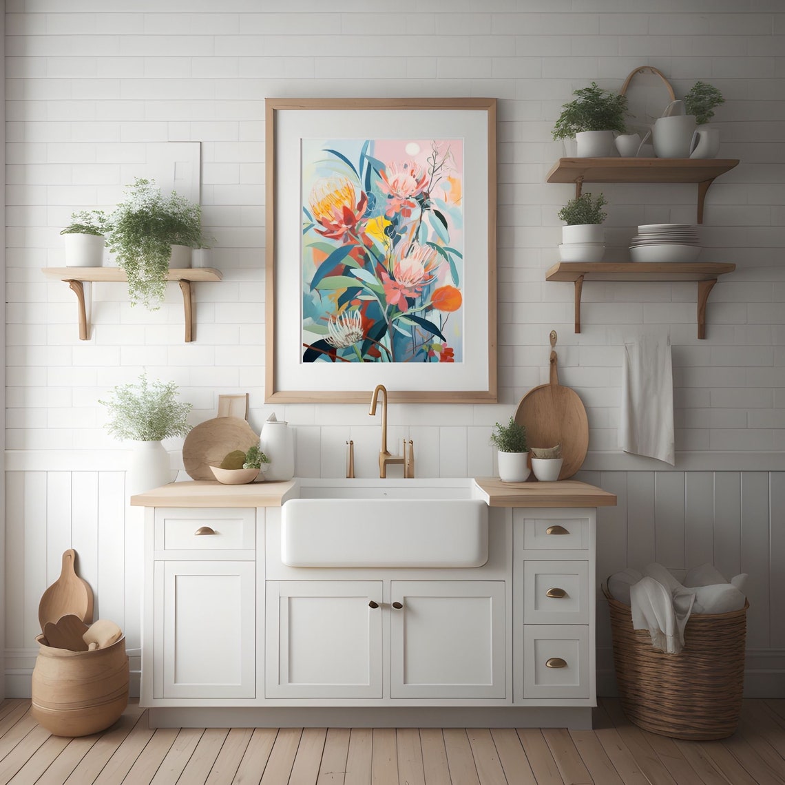 Vibrant Protea and Native Flowers in Bold Warm Colors Poster - Image 2