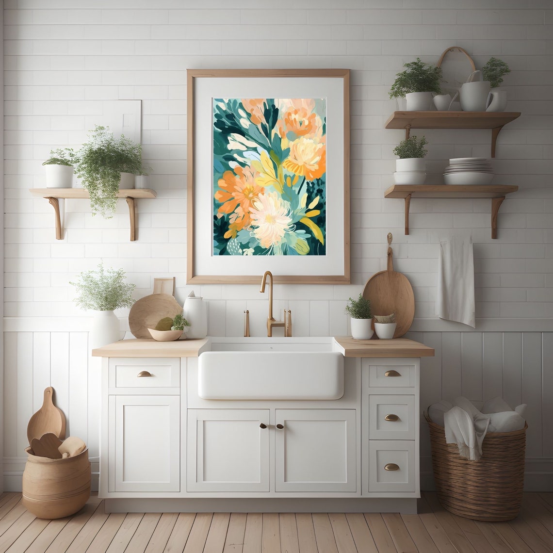 Colorful Abstract Native Flower Bouquet in Warm Tones Poster - Image 2