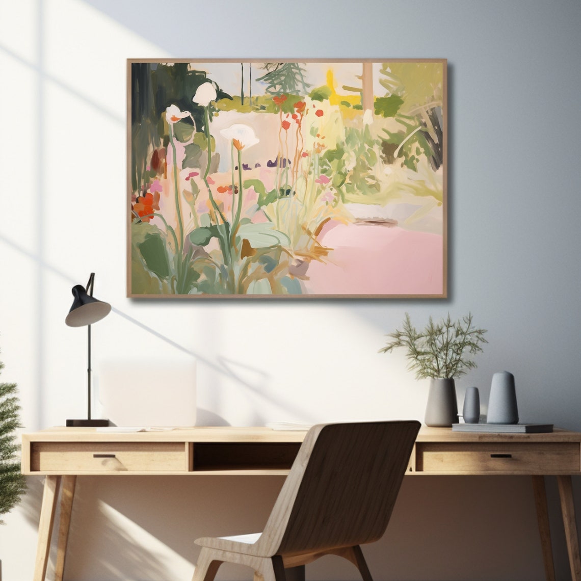 Dreamy Abstract Summer Garden with Poppies and Pink Path Poster - Image 3