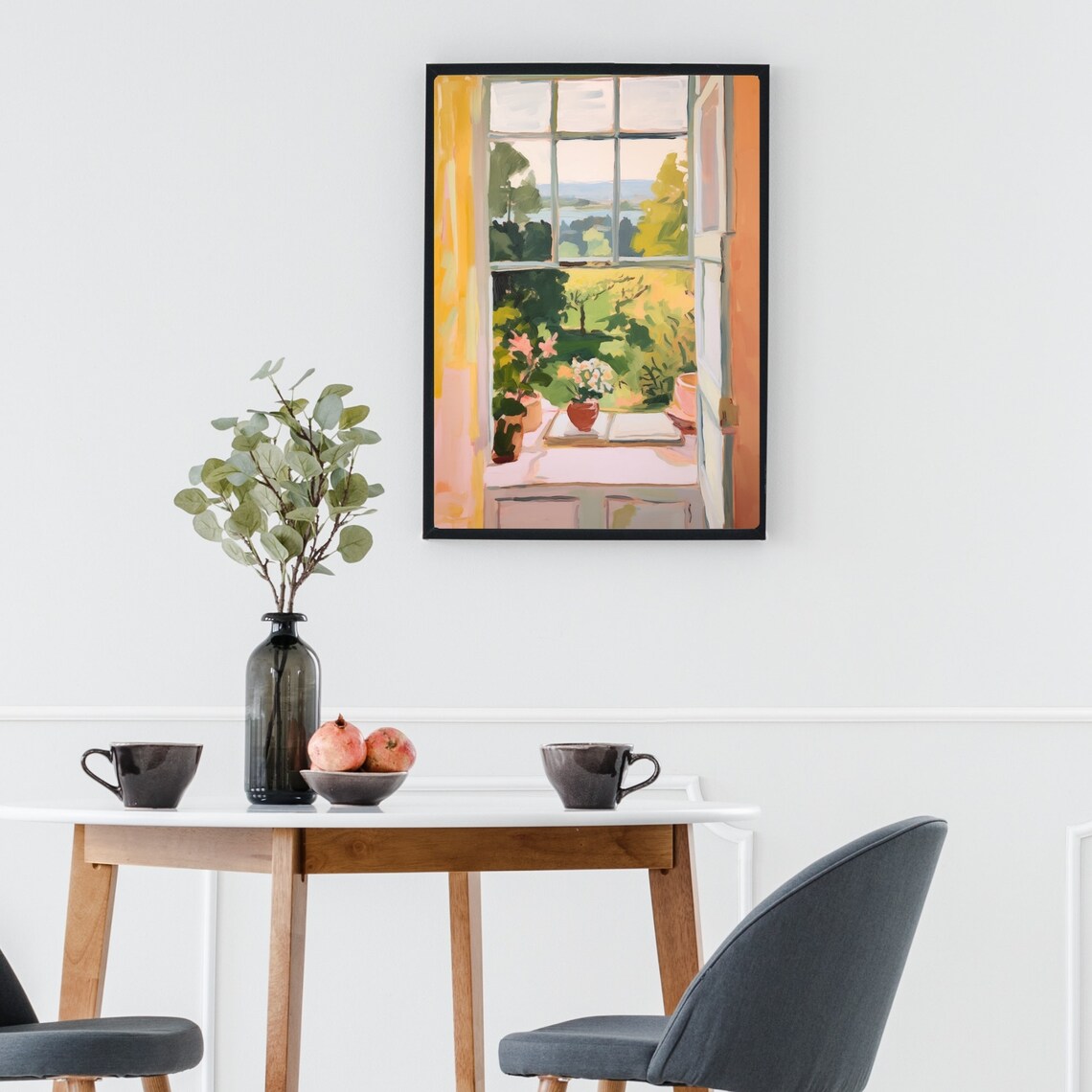 Window View Landscape, Open Window Painting Art Print - Image 2