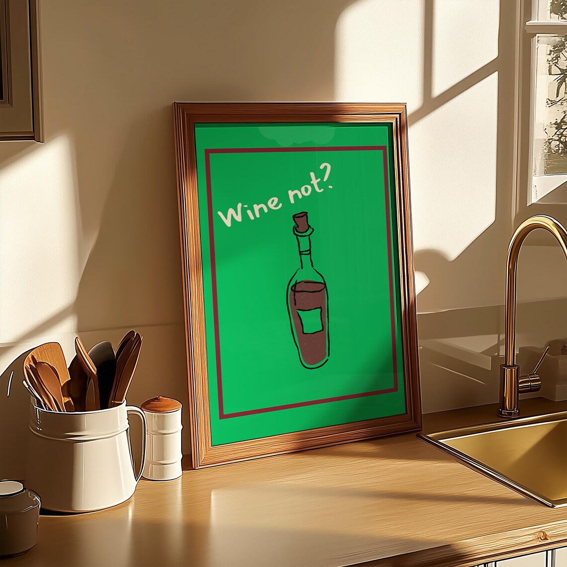 Wine Not Poster, Funny Kitchen Wall Art - Image 4