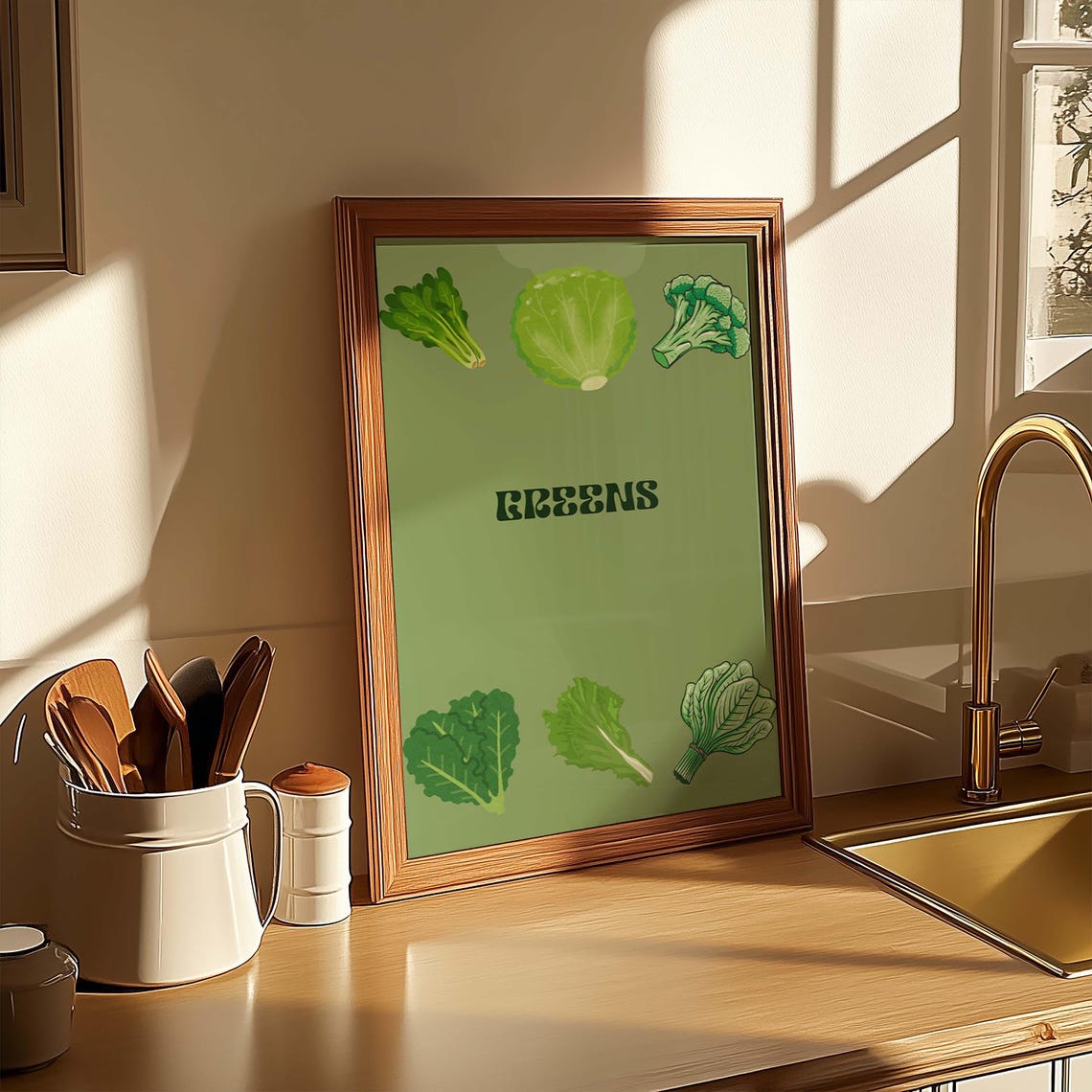 Green Vegetable Poster, Minimalist Kitchen Decor - Image 3
