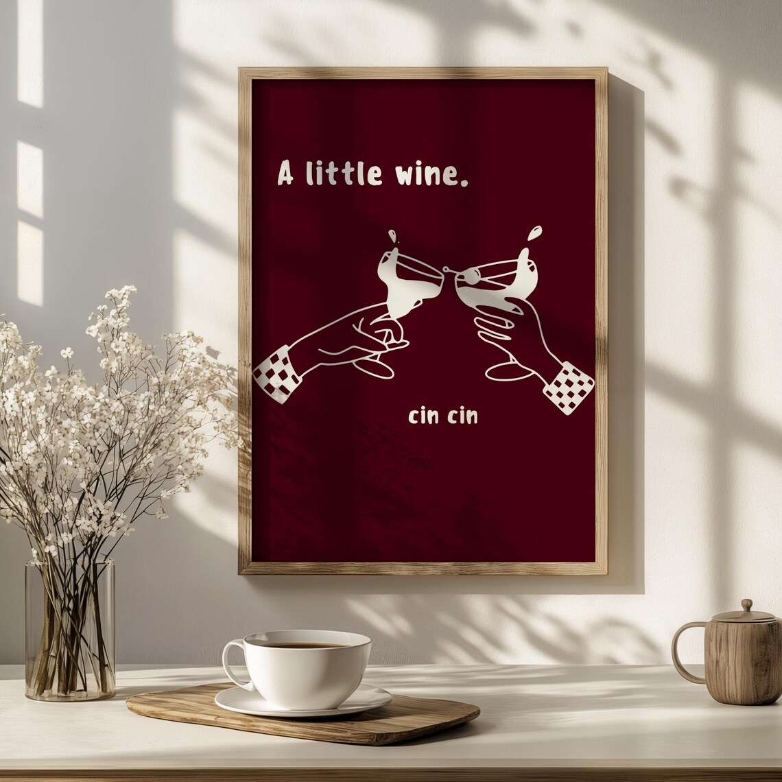 A Little Wine, Minimalist Bar Decor Poster - Image 2