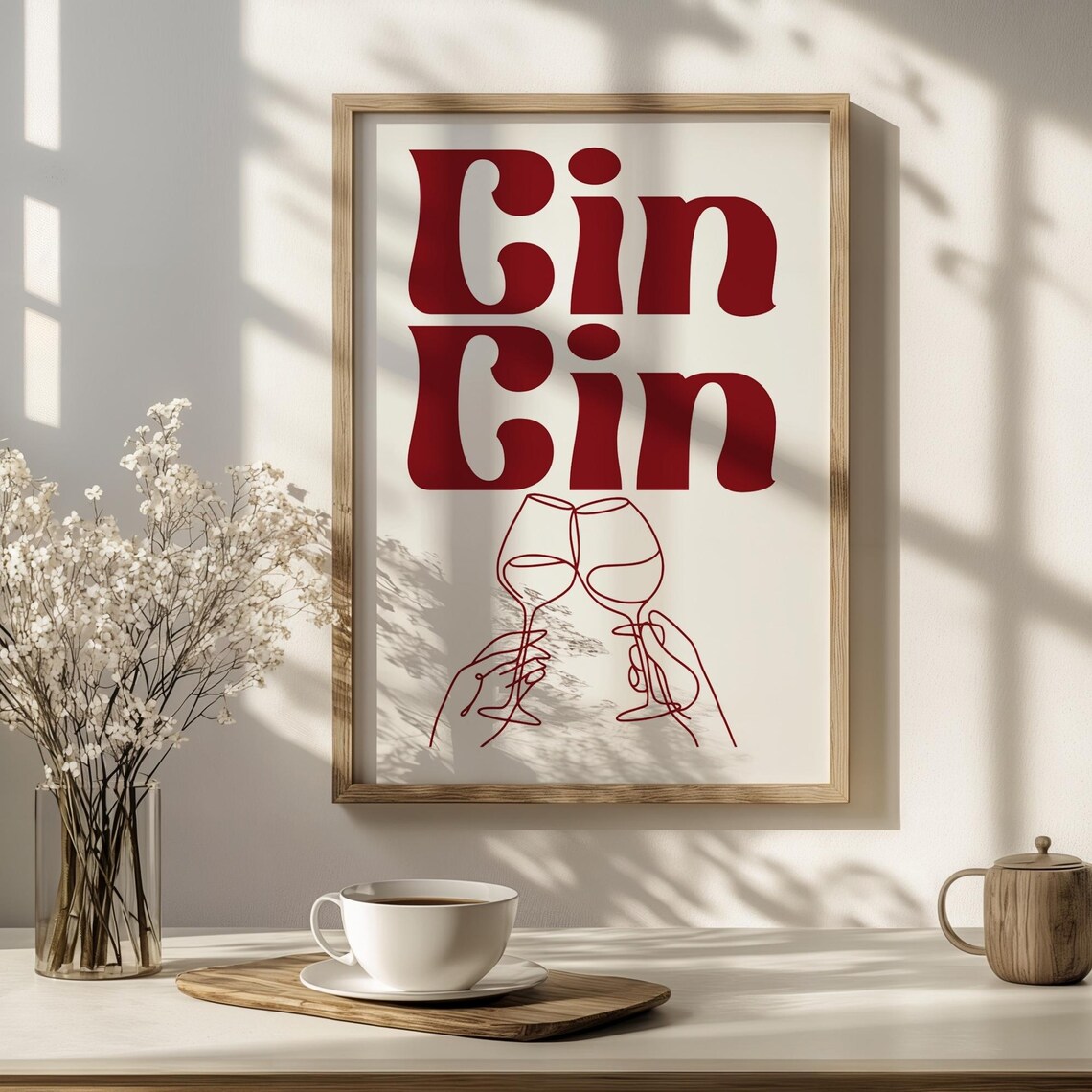 Cin Cin, Minimalist Wine Toast Poster - Image 2