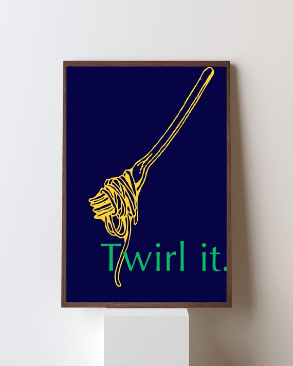 Pasta Typography Poster, Maximalist Kitchen Decor