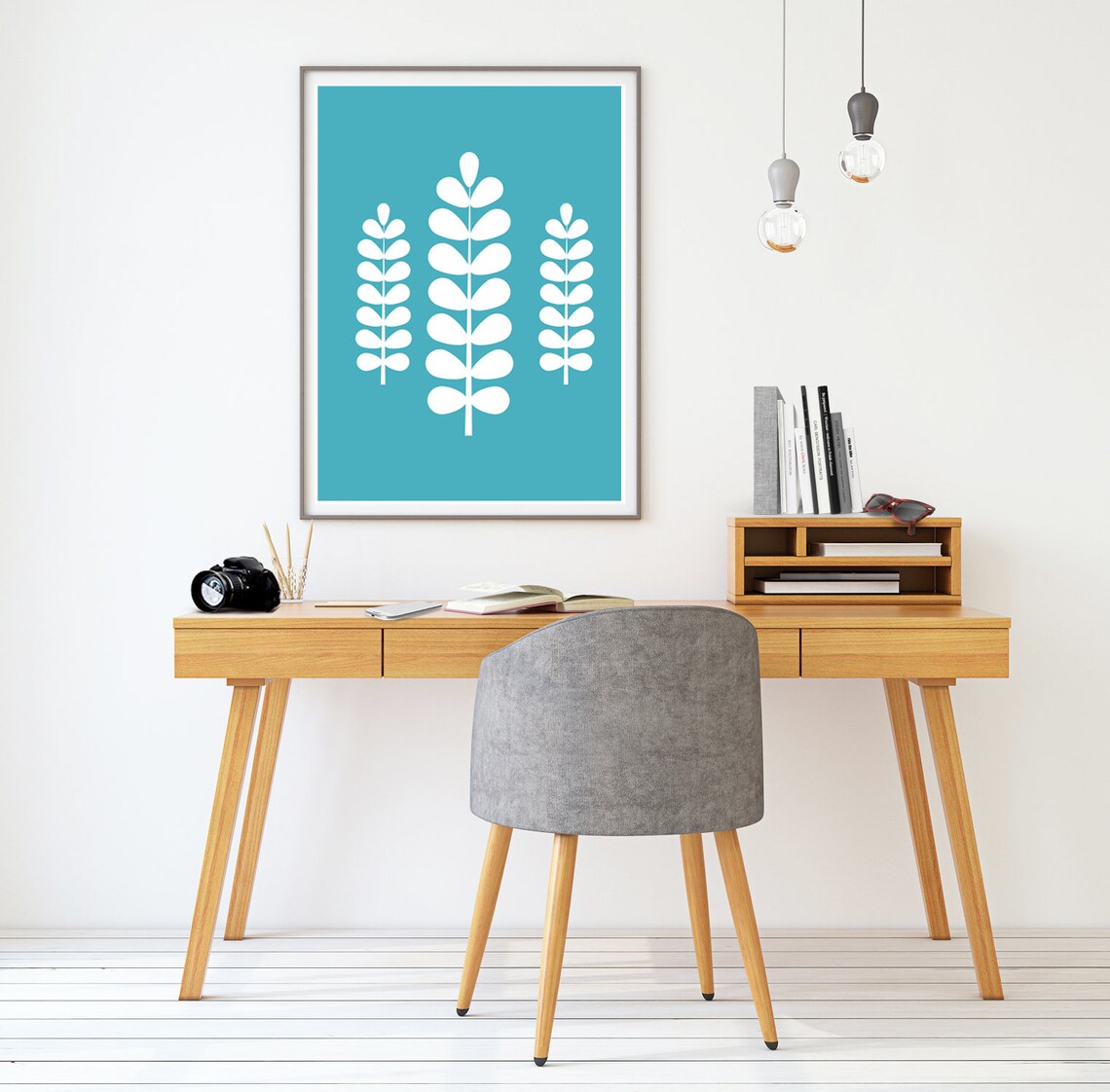Mid-Century Modern Geometric Flower Art Print - Image 2