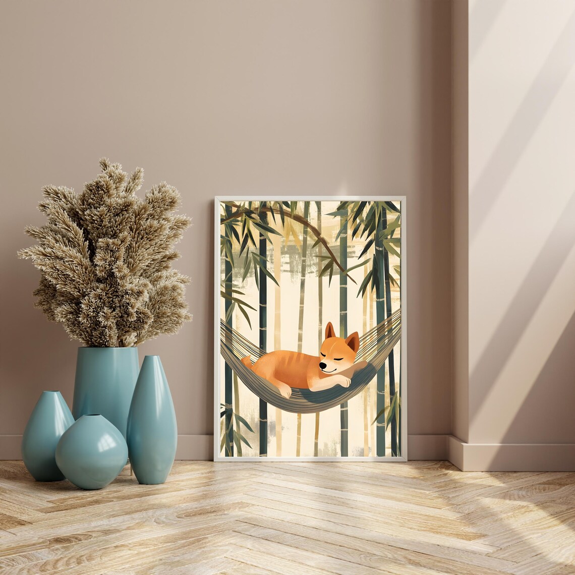 Peaceful Shiba Inu Napping in a Hammock in the Bamboo Forest Poster - Image 8