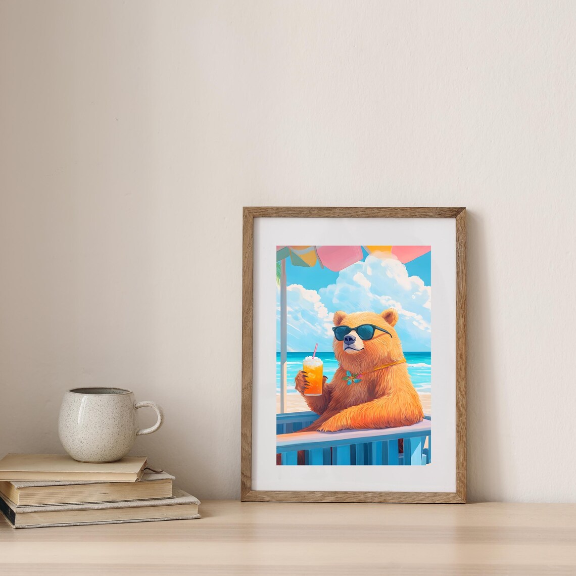 Chill Bear With Sunglasses And Cocktail At Beach Bar Fun Poster - Image 3