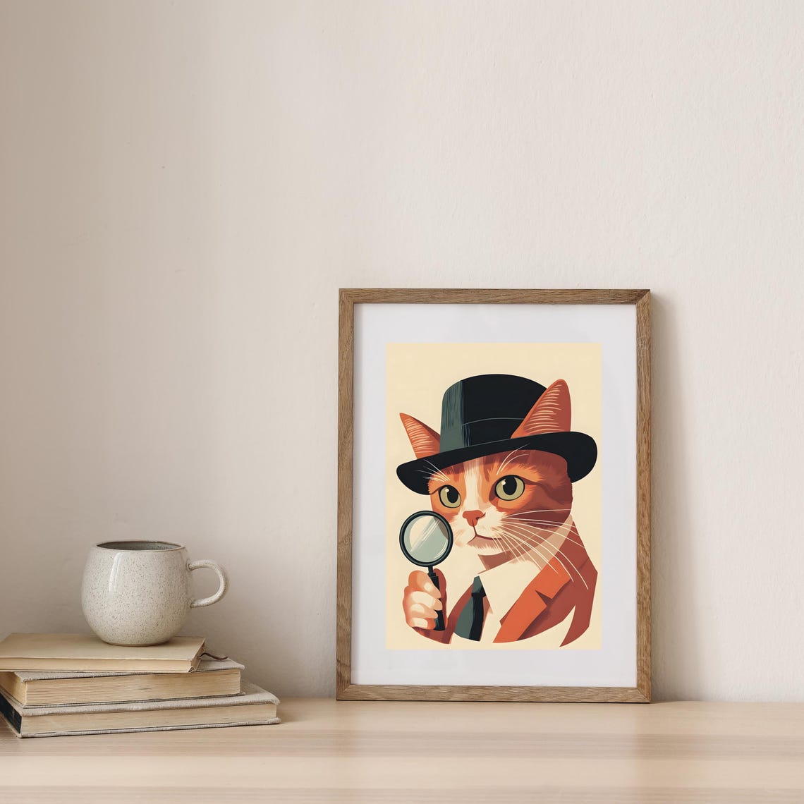 Detective Cat With Magnifying Glass Wearing Fedora Hat Poster - Image 7