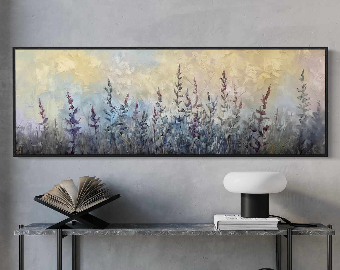 Lavender Breeze Panoramic Art Print, Neutral Meadow