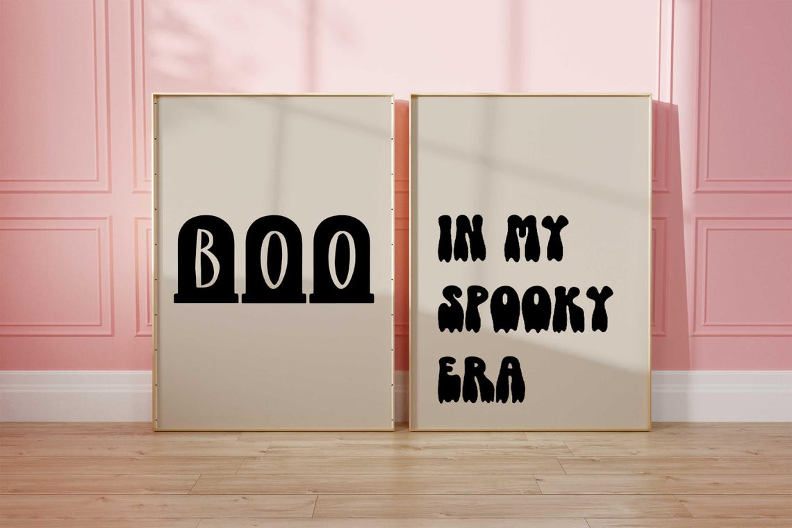 In My Spooky Era Beige Halloween Retro Bubble Letters Poster - Image 2
