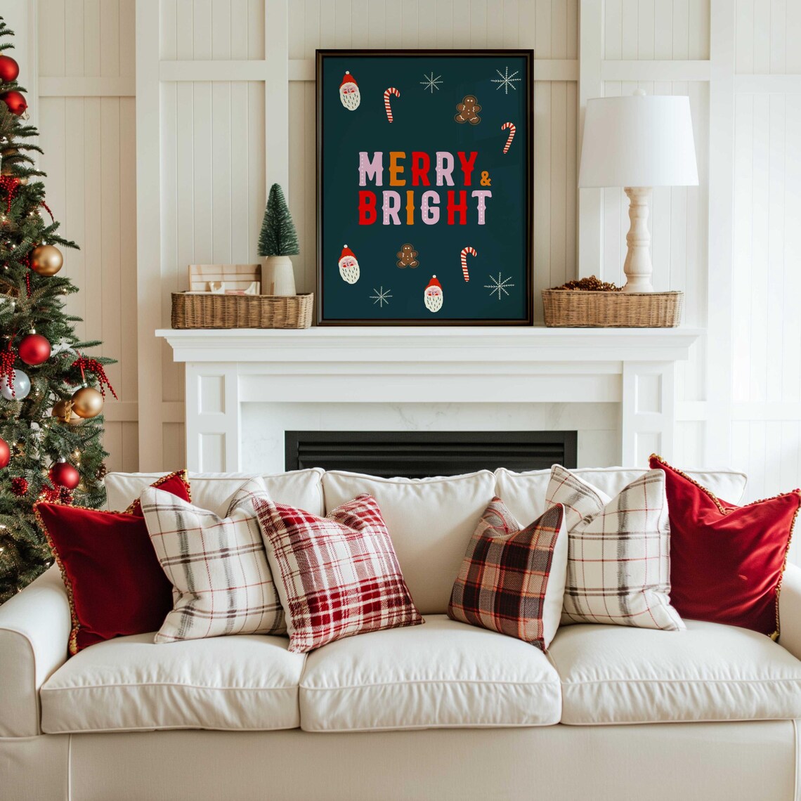 Colorful Merry And Bright Retro Letters Green Holiday Party Poster - Image 4