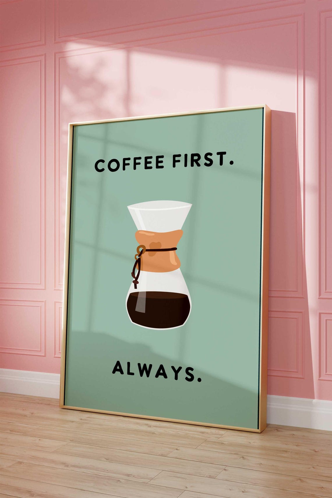 Coffee Poster Chemex Coffee First Kitchen Art Wall Art For Your Kitchen In Mint Background Color - Image 4
