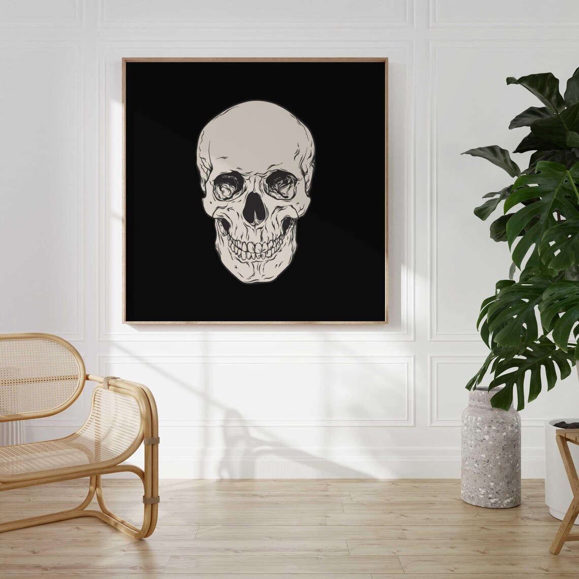 Vintage Skull Set Of Four Black Gothic Halloween Anatomy Print - Image 3