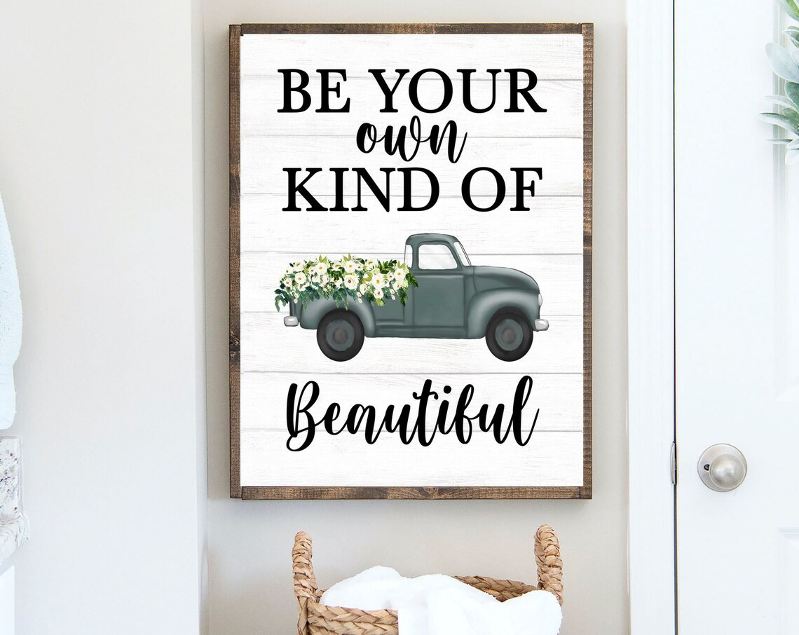 Be Your Own Kind of Beautiful Sage Green Vintage Truck Poster