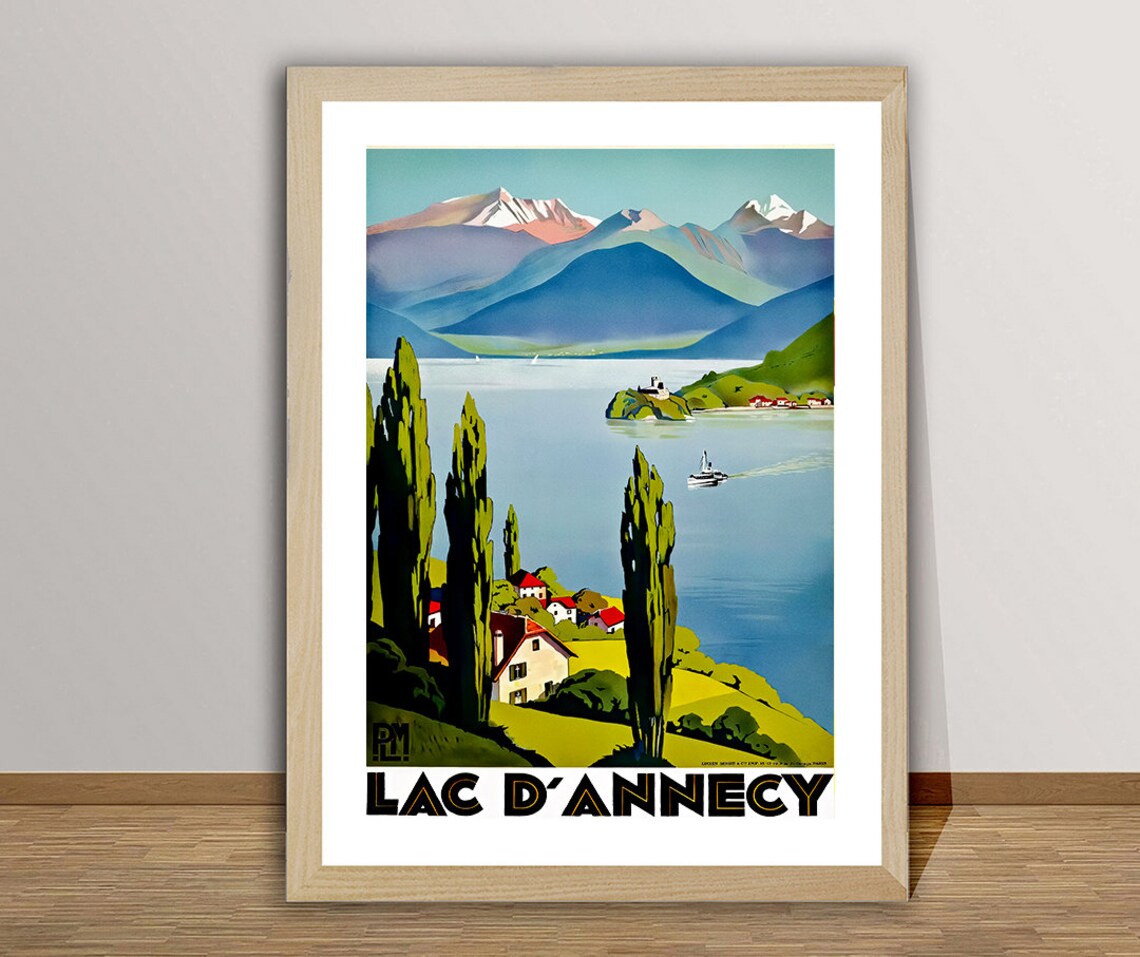 Lac Dannecy France Vintage Travel Poster