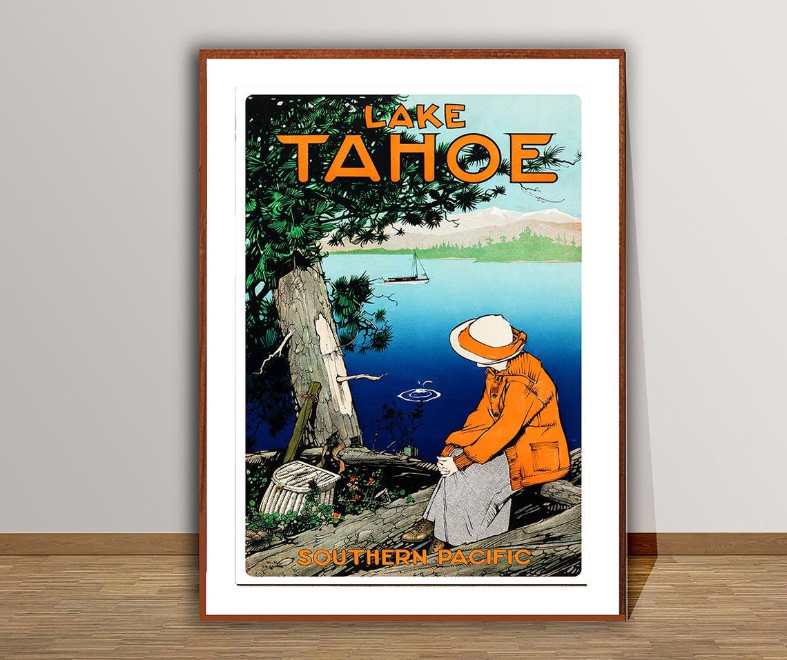 Lake Tahoe United States Vintage Travel Poster Travel Art Prints Travel Lake Tahoe Wall Decor Gift Idea - Image 3