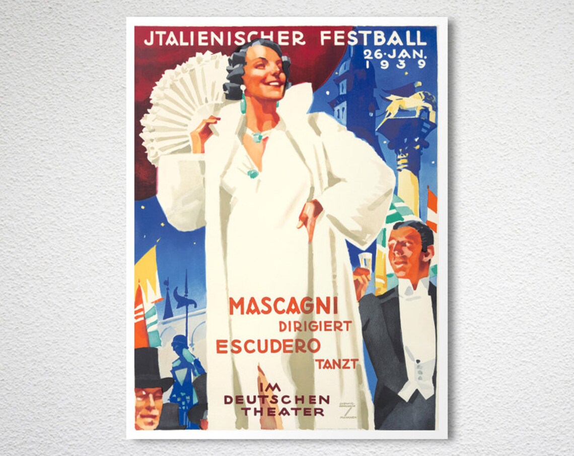 Italienischer Festball 1939 Mascagni Escudero Berlin Theatre Poster - Image 2