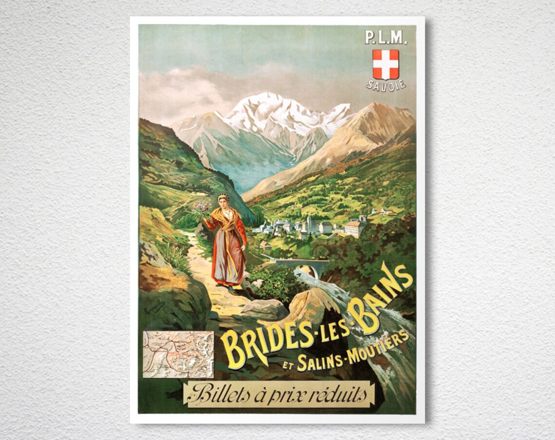 Brides les Bains Salins Moutiers PLM Savoie Alpine Spa Railway Poster - Image 2