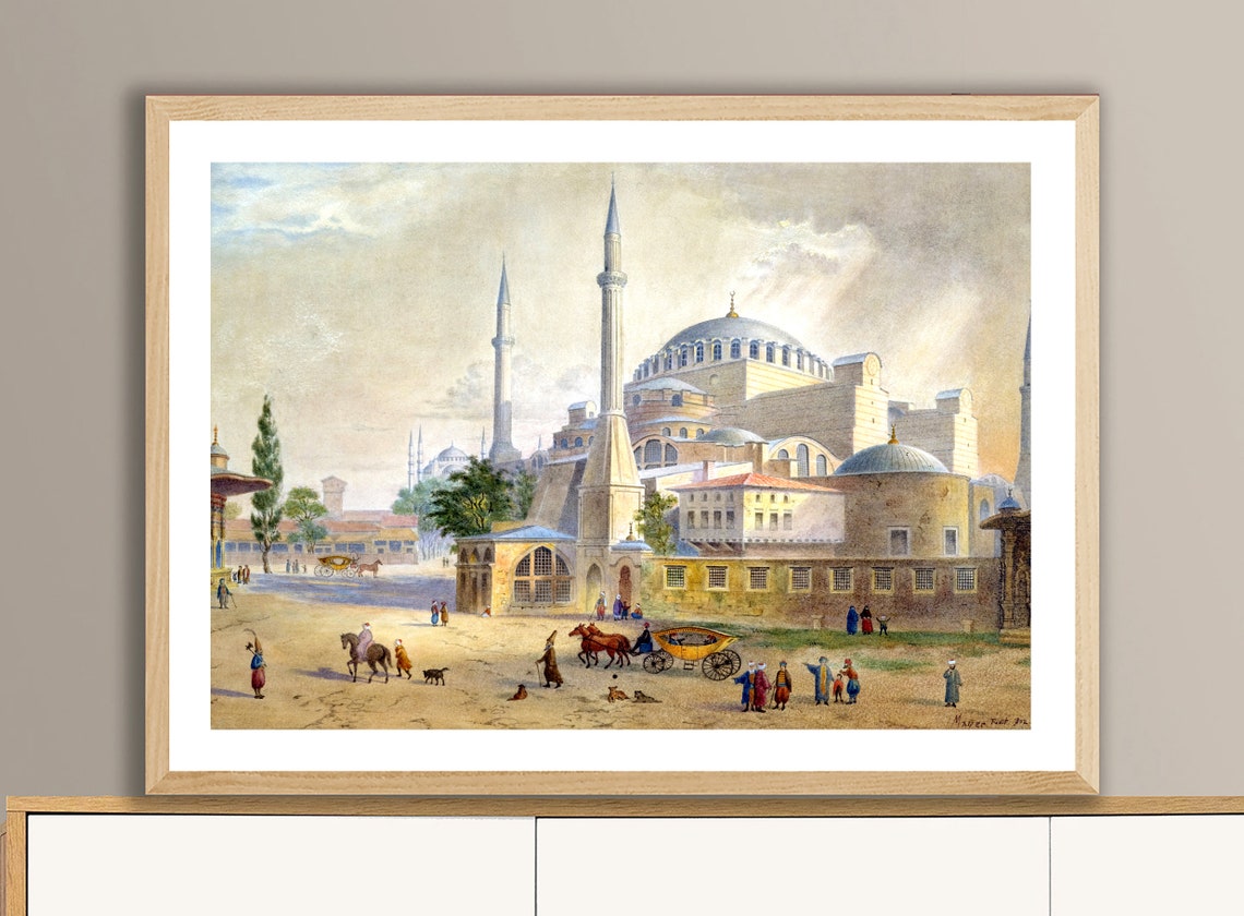 Aya Sofia 1852 Constantinople Hagia Sophia Watercolor View Art Print - Image 2