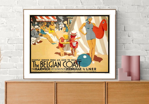 The Belgian Coast Via Harwich Vintage Travel Poster