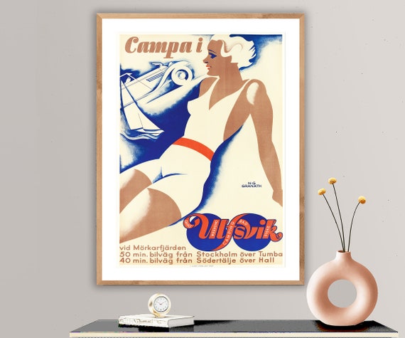 Campai Ulfsvik Sweden Vintage Travel Poster Poster Paper Or Print Gift Idea Wall Decor