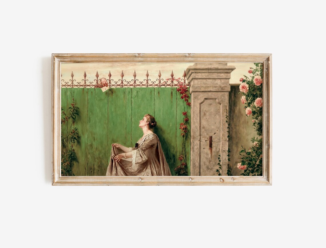 Secret Love Letter Garden Gate Roses Vintage Romance Art Poster - Image 2