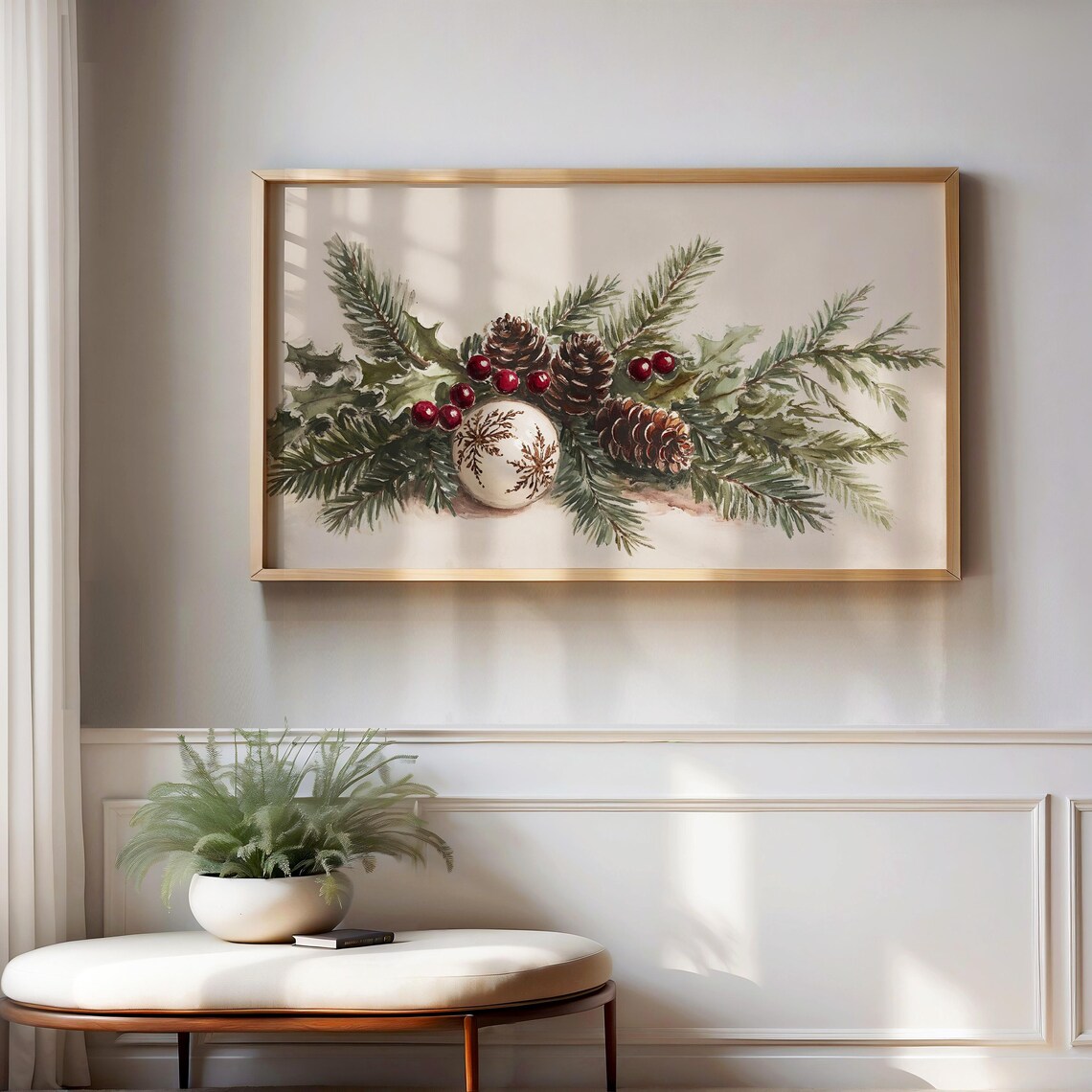 Christmas Rustic Botanical Winter Still Life Art Print - Image 4
