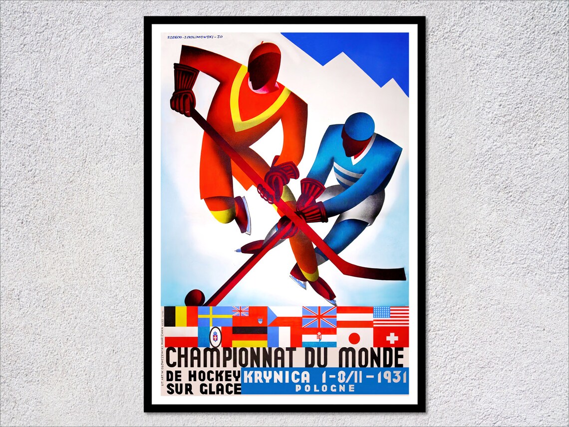 1931 Ice Hockey World Championship Krynica Vintage Poster