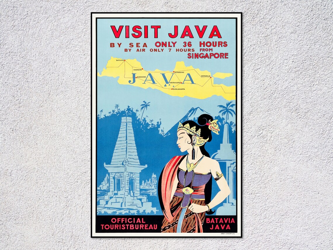 Java and Bali Vintage Travel Poster, Indonesia - Image 2