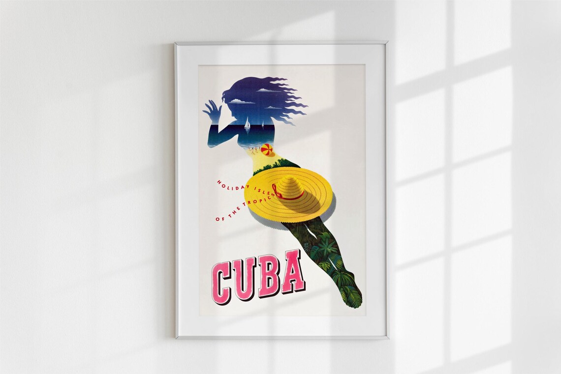 Vintage Cuba Holiday Isles Of The Tropics Silhouette Poster Art