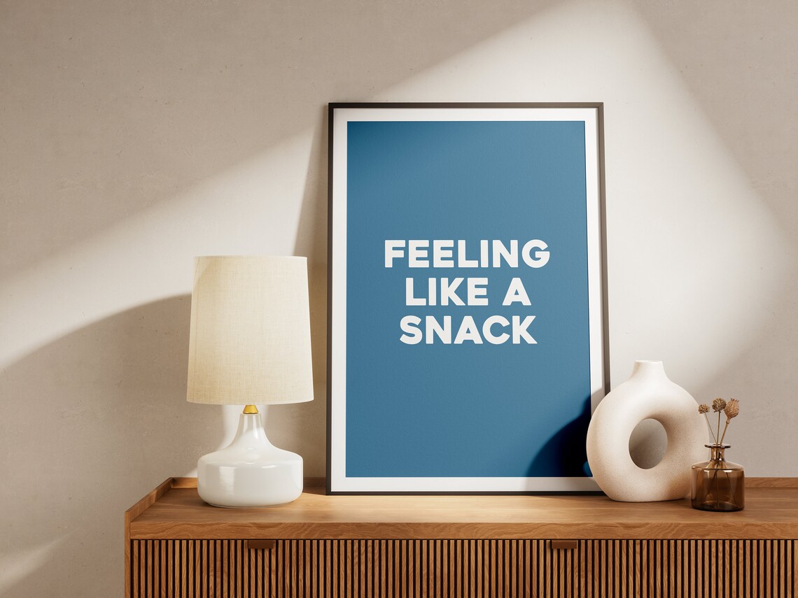 Feeling Like a Snack Funny Poster Red Text Pink Minimalist Gift for Her - Image 2