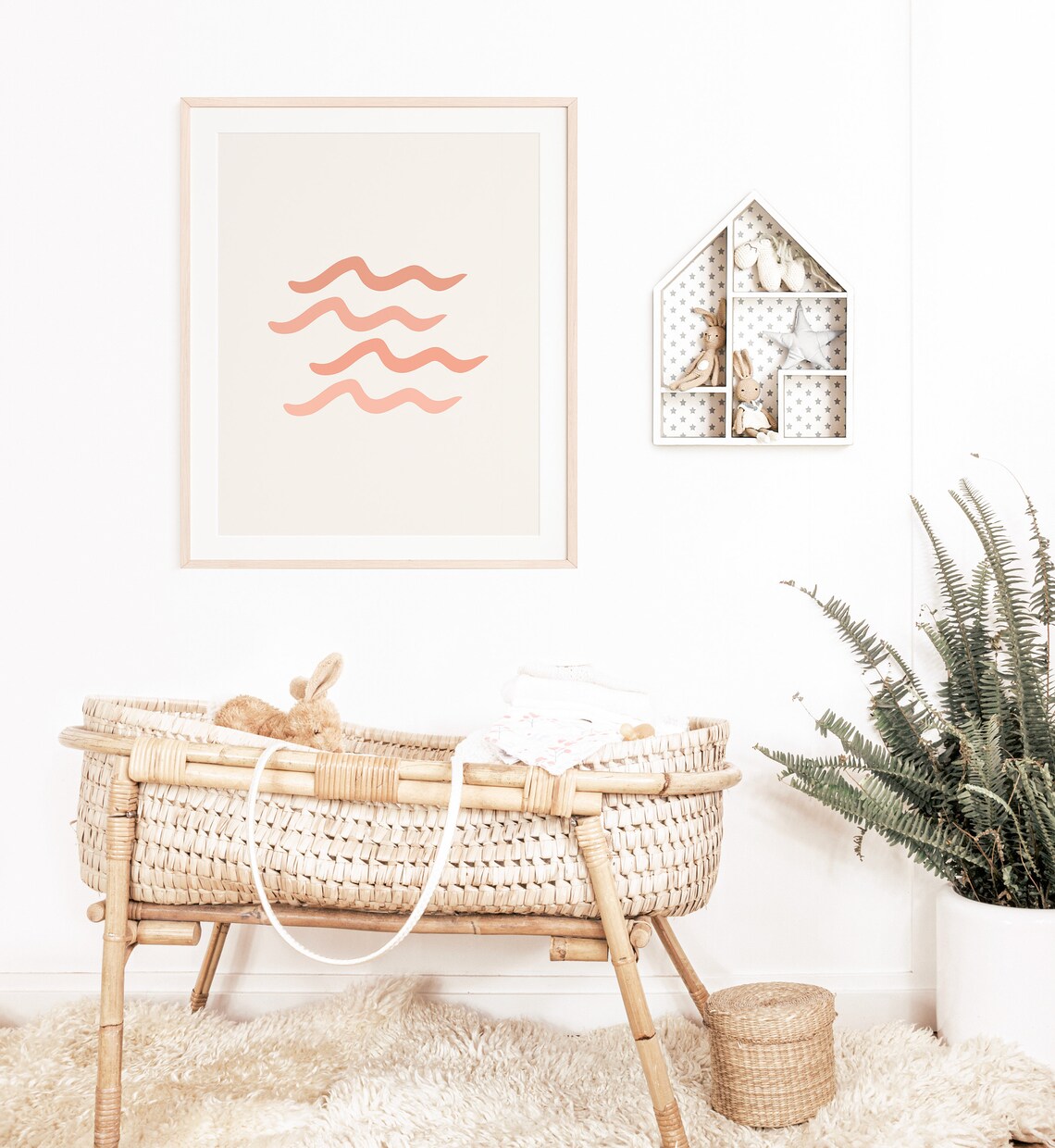 Pink Waves Nursery Art Print, Boho Ocean Beach - Image 2