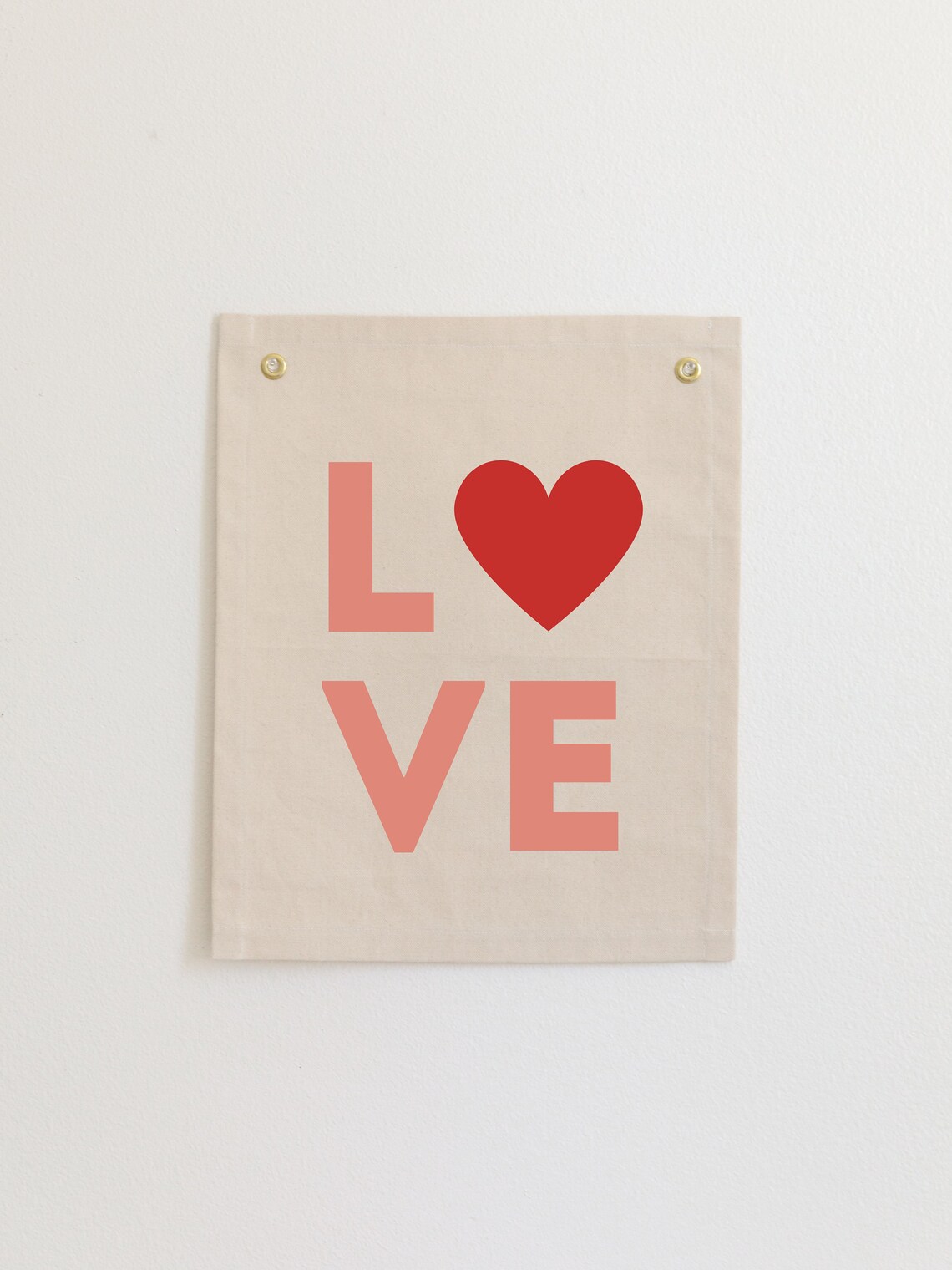 Love Heart Lettering Valentines Day Canvas Flag Seasonal Wall Art
