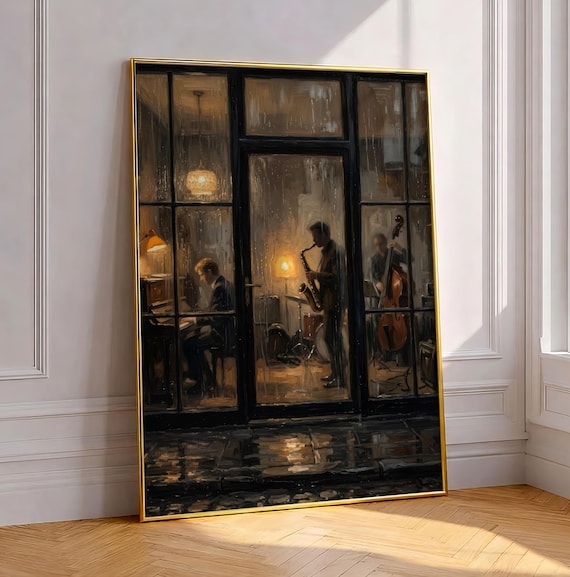 Rainy Window Jazz Poster Print, Moody Music Room