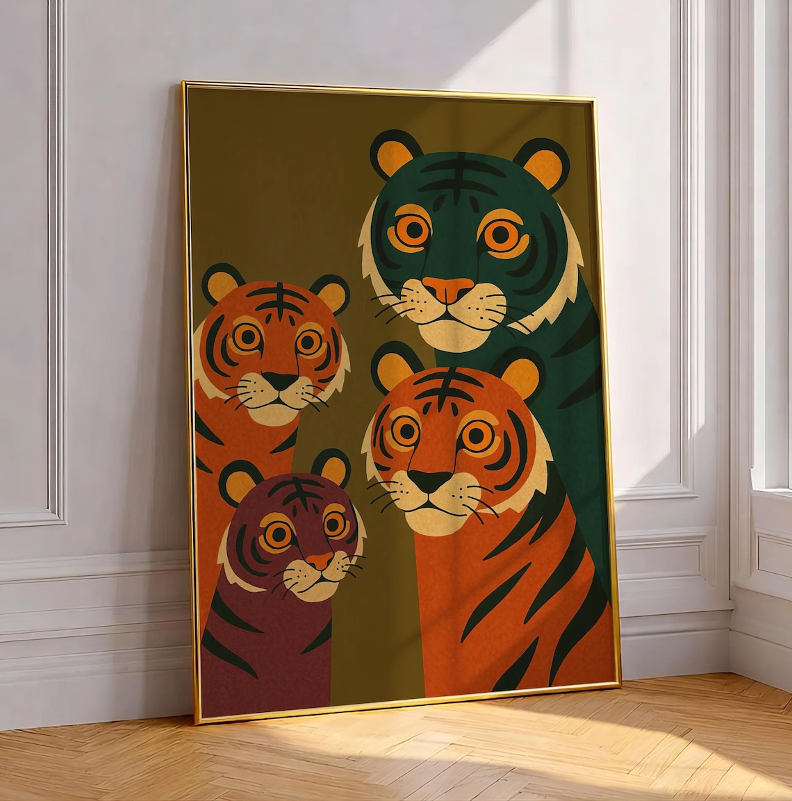 Nosy Tigers Art Print, Boho Wild Life