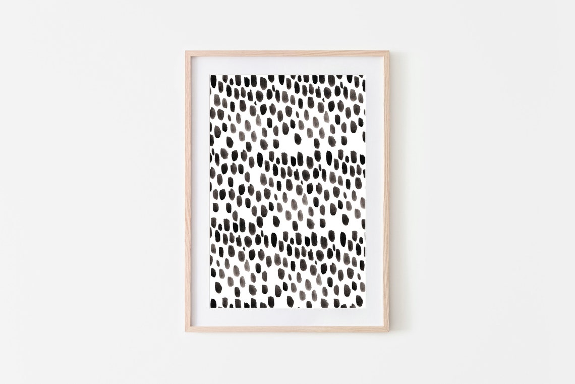 Black Dots Pattern Minimalist Polka Dot Watercolor Art Print