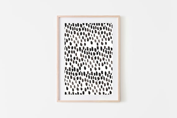 Black Dots Pattern Minimalist Polka Dot Watercolor Art Print