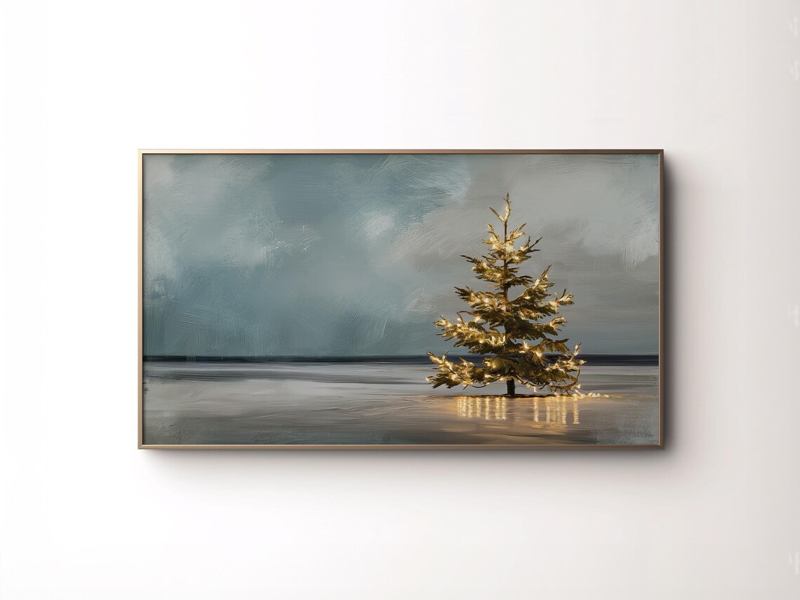 Christmas Tree Minimalist Coastal Holiday Art Print