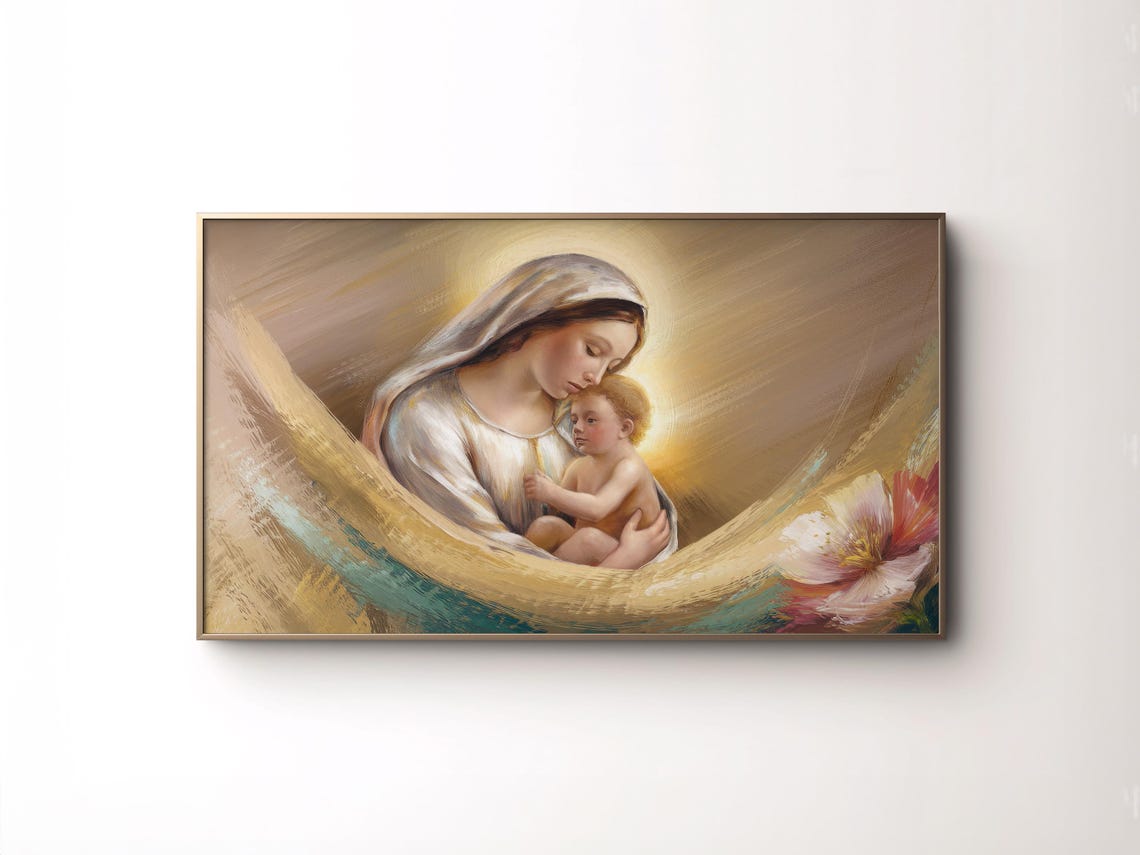 Frame Tv Art Nativity Christian Christmas Painting Baby Jesus Marry Holy Family Religious Holiday Artwork Tv Spiritual Decor - Image 4