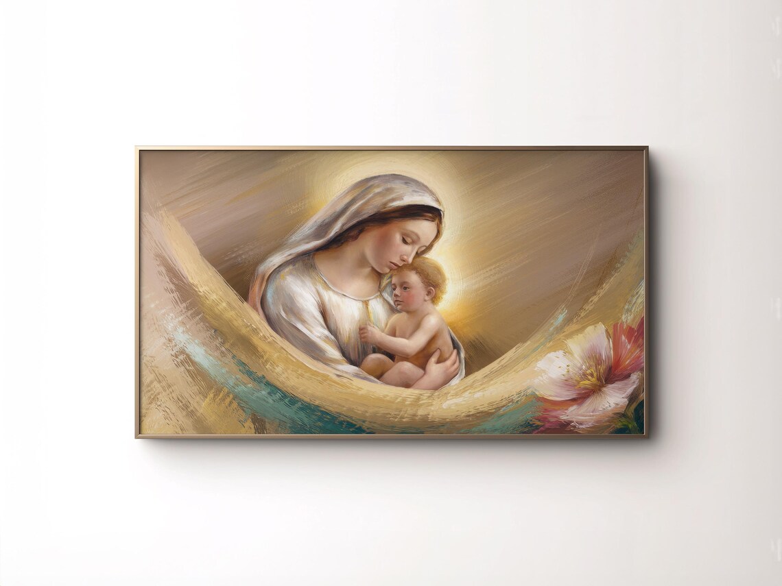 Madonna and Child Nativity Christian Religious Painting Art Poster - Image 4