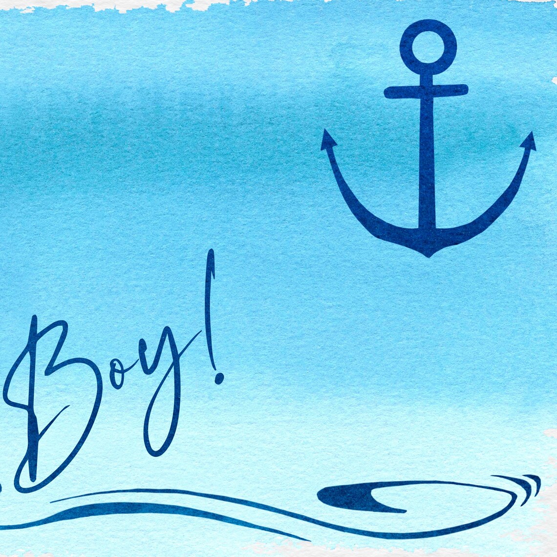 Ahoy Its A Boy Nautical Anchor Watercolor Blue Baby Shower Party Poster - Image 2