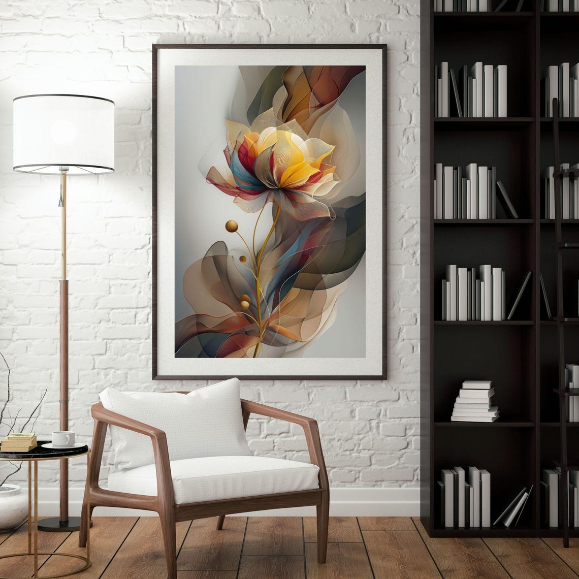 Translucent Multicolor Flower Abstract Botanical Modern Wall Art