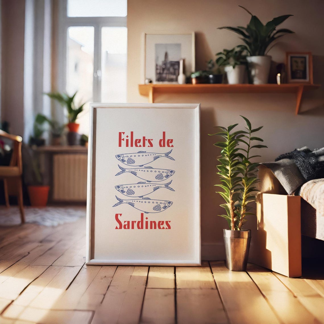Filets De Sardines Four Fish Line Drawing French Retro Kitchen Poster - Image 2