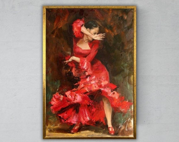 Flamenco Female Dancer Wall Art Ready To Hang Flamenco Dancer Artwork Wall Decor Gift