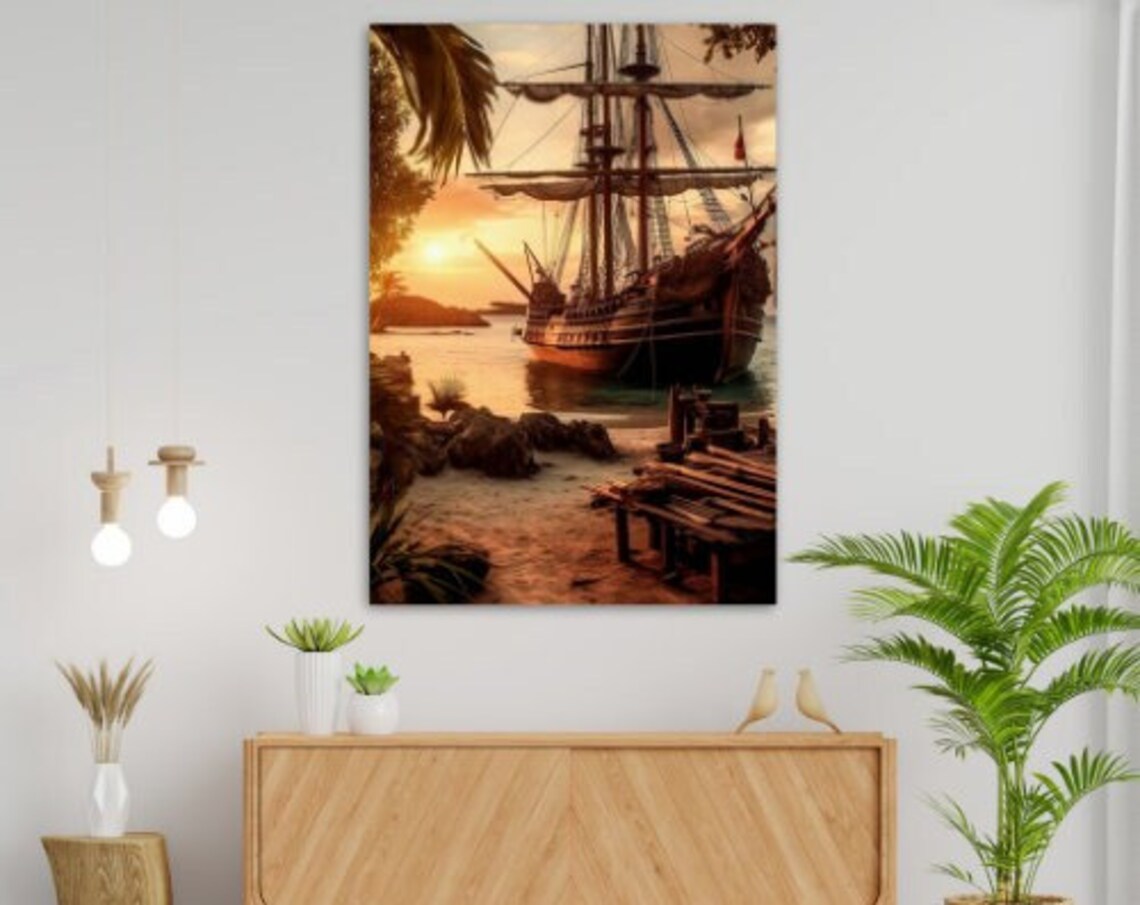 Old Ship Nautical Decor, Maritime Wall Hanging