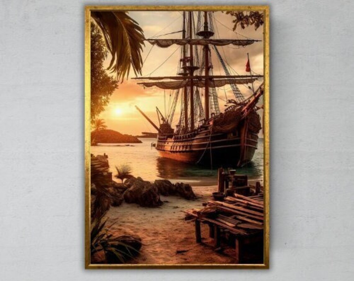 Old Ship Nautical Decor, Maritime Wall Hanging - Image 4