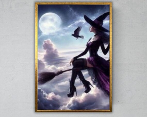 Witch Flying Halloween Gift, Holiday Decor